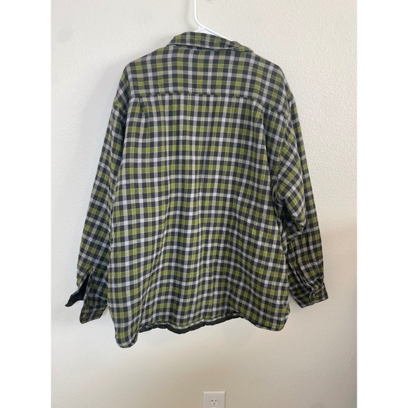 Wrangler Quilted Flannel Lined Shirt Jacket Plaid Men's 2XL Green Black Plaid LS - Picture 3 of 11
